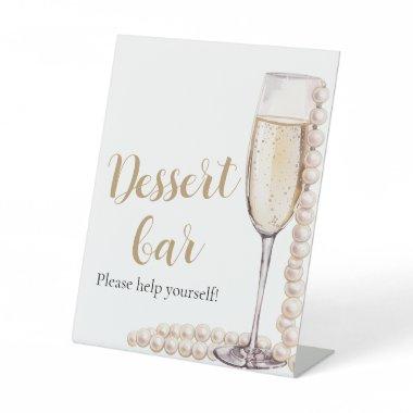 Elegant Gold Pearls and Prosecco Dessert Bar Sign