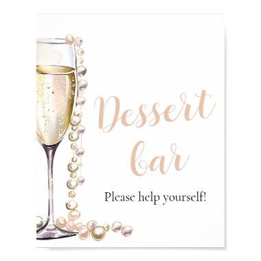 Elegant Gold Pearls and Prosecco Dessert Bar Sign