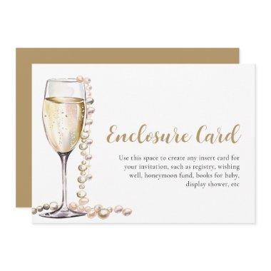 Elegant Gold Pearls and Prosecco Enclosure Invitations