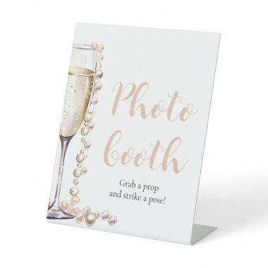 Elegant Gold Pearls and Prosecco Photo Booth Sign