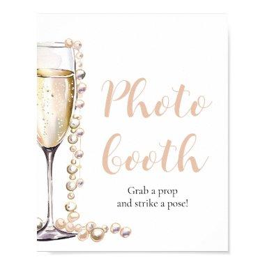 Elegant Gold Pearls and Prosecco Photo Booth Sign