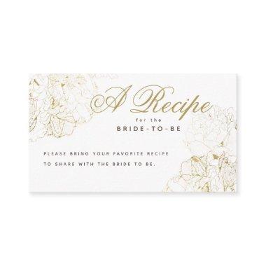 Elegant Gold Peonies Sketch Bridal Shower Recipe Enclosure Invitations