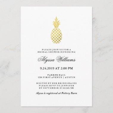 Elegant Gold Pineapple Bridal Shower Invitations