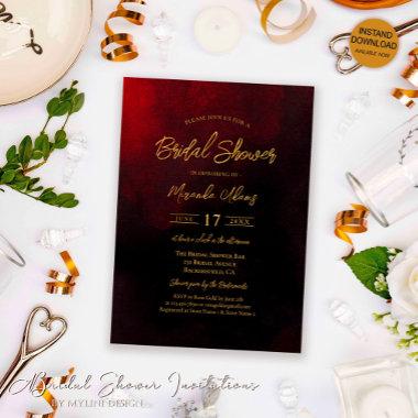 Elegant Gold Red and Black Bridal Shower Invitations