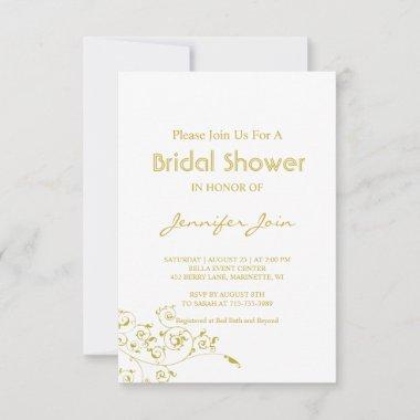 Elegant gold Script bridal shower Invitations, Thank You Invitations