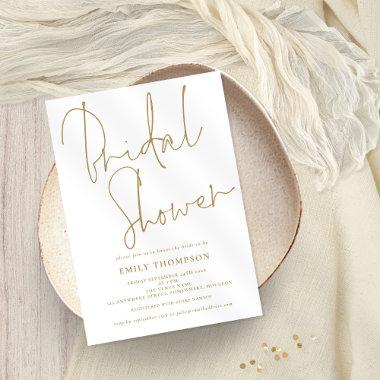 Elegant Gold Script Bridal Shower Invitations