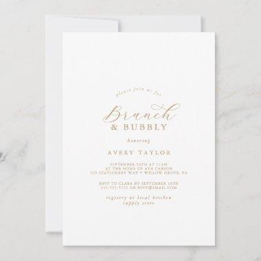 Elegant Gold Script Brunch & Bubbly Bridal Shower Invitations