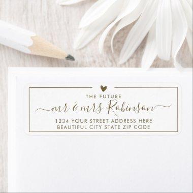 Elegant Gold Script Chic Wedding Return Address Label