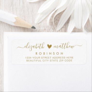 Elegant Gold Script Couple Return Address Label