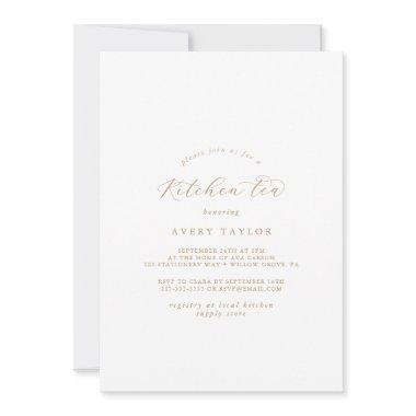 Elegant Gold Script Kitchen Tea Invitations