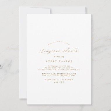 Elegant Gold Script Lingerie Shower Invitations