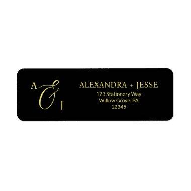 Elegant Gold Script Monogram Label