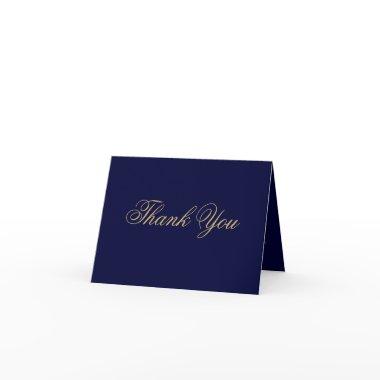 Elegant Gold Script On Navy Blue Classic Chic Thank You