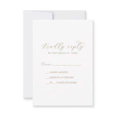 Elegant Gold Script Simple RSVP Card