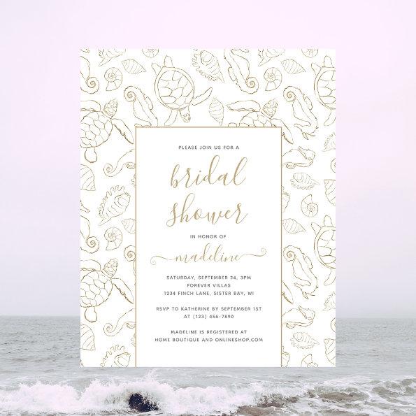 Elegant Gold Sea Ocean Bridal Shower Invitations Flyer