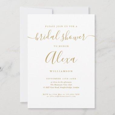 Elegant Gold Signature Script Bridal Shower Invitations