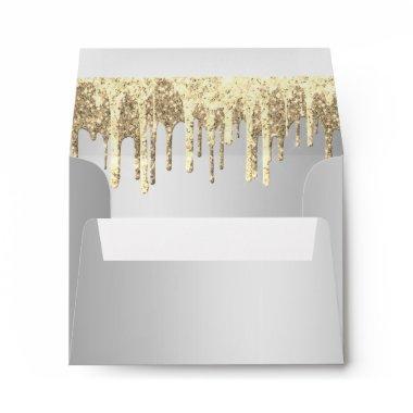 Elegant gold & silver glitter drips envelope