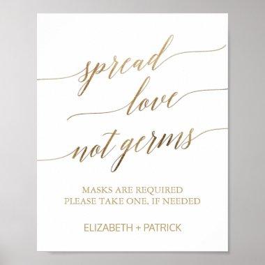Elegant Gold Spread Love Not Germs Masks Required Poster