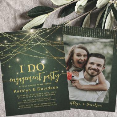 Elegant Gold String Lights I DO Engagement Party Invitations