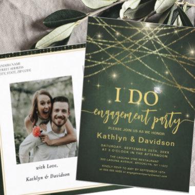 Elegant Gold String Lights I DO Engagement Party Invitation PostInvitations