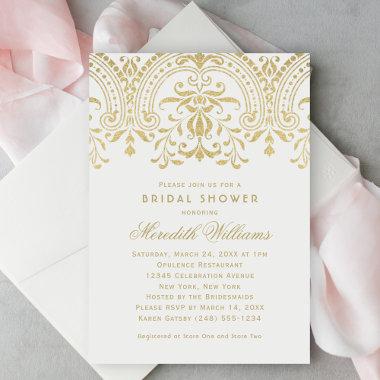 Elegant Gold Vintage Glamour Wedding Bridal Shower Invitations