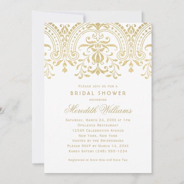 Elegant Gold Vintage Glamour Wedding Bridal Shower Invitations