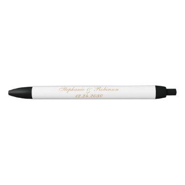 Elegant Gold White Black Wedding Black Ink Pen