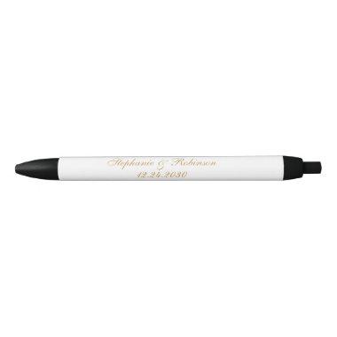 Elegant Gold White Black Wedding Pen