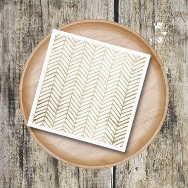 Elegant Gold & White Chevron Bridal Wedding Napkins