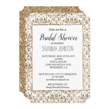 Elegant Gold White Chic Damask