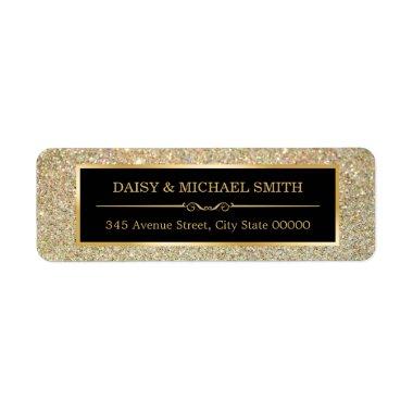 Elegant Golden Glitter Sparkles Wedding Label