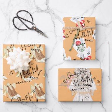 Elegant Goodbye Miss Hello Mrs Bridal Shower Wrapping Paper Sheets
