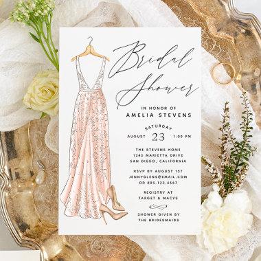 Elegant Gown Bridal Shower Invitations