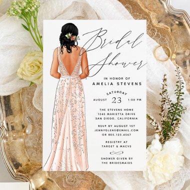 Elegant Gown Bridal Shower Invitations