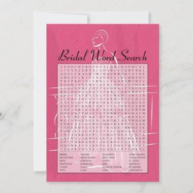 Elegant Gown Bridal Shower Word Search Game Invitations