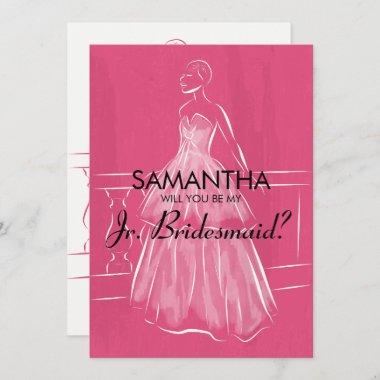 Elegant Gown Will You Be Jr. Bridesmaid Invitations