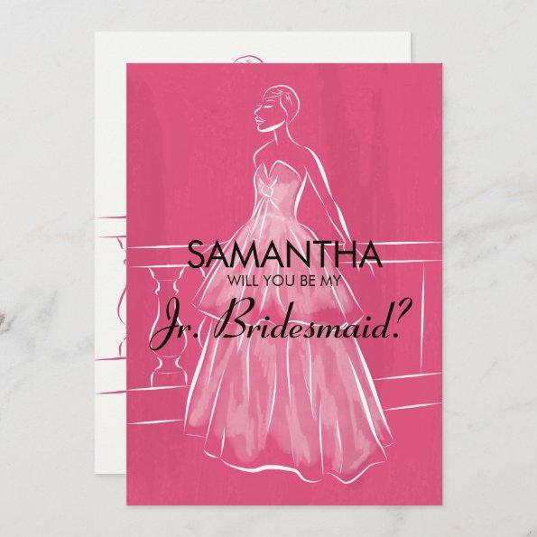 Elegant Gown Will You Be Jr. Bridesmaid Invitations