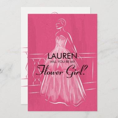 Elegant Gown Will You Be My Flower Girl Invitations