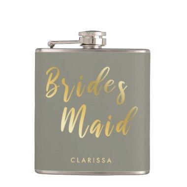 Elegant gray & gold bridesmaid flask
