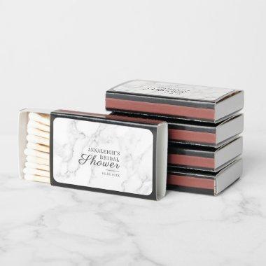 Elegant Gray Marble Pattern Script Bridal Shower Matchboxes