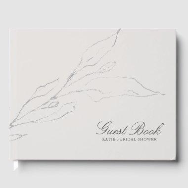 Elegant Gray Pencil Sketched Twig  Guest Book