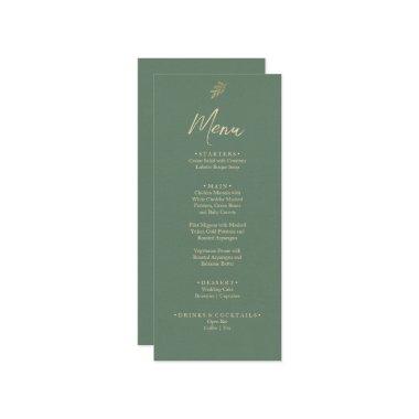 Elegant Green And Gold Boho Garden Dinner Wedding Menu