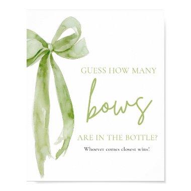 Elegant Green Bow Guess How Many Bows Game Poster