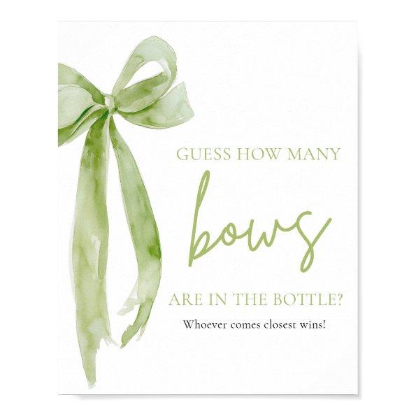Elegant Green Bow Guess How Many Bows Game Poster