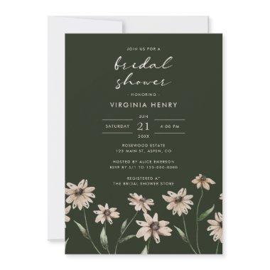 Elegant Green Floral Bridal Shower Invitations