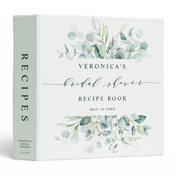 Elegant Green Foliage  Recipe Book 3 Ring Binder