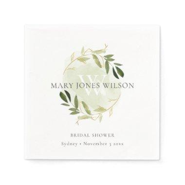 ELEGANT GREEN GOLD FOLIAGE WREATH  NAPKINS