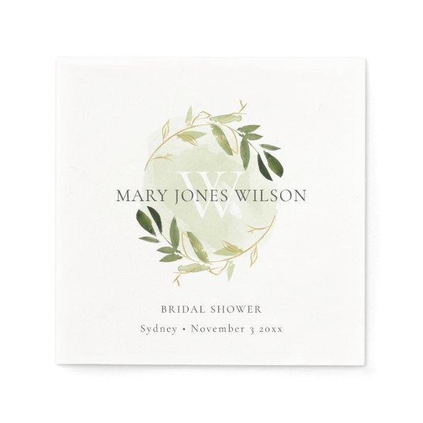 ELEGANT GREEN GOLD FOLIAGE WREATH  NAPKINS