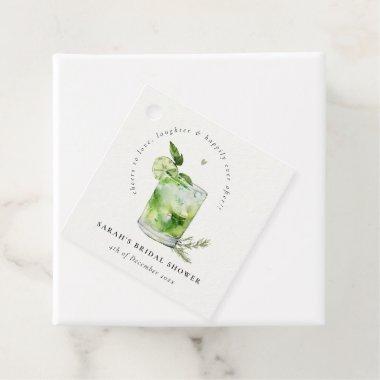 Elegant Green Margarita Cocktail Bridal Shower Favor Tags