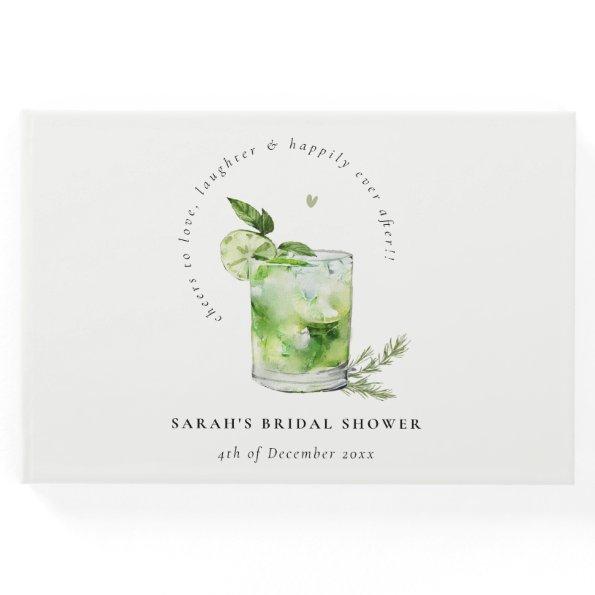 Elegant Green Margarita Cocktail Bridal Shower Guest Book